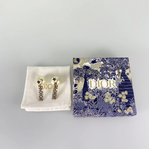 Dior TRIBALES J'ADIOR Gold plated Faux Pearl Rhinestone Earring - Picture 12 of 12